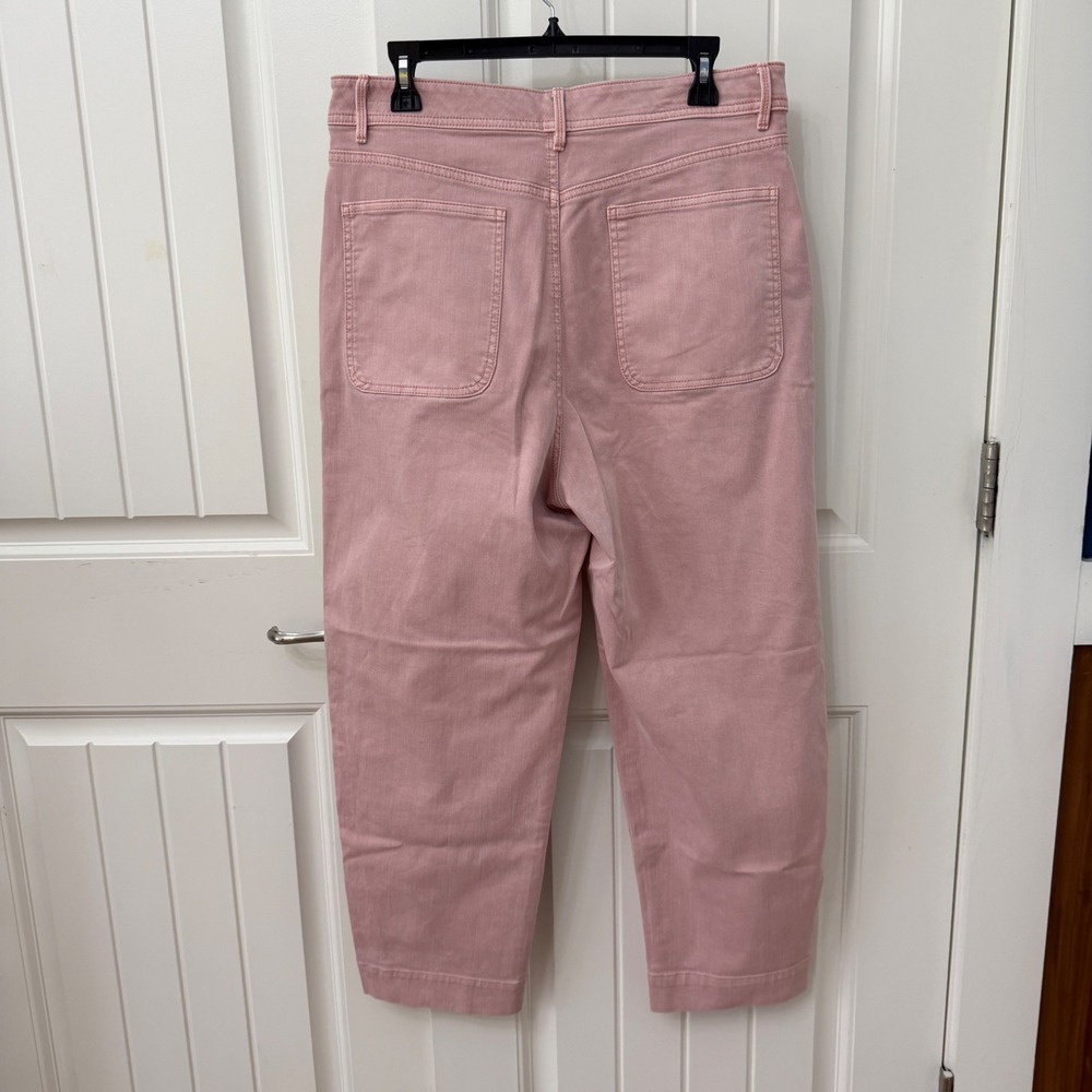 Gap Barrel Khaki Pants Size 14 Pink High Rise Relaxed Tapered Cropped Trousers - Picture 2 of 4